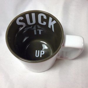 Suck It Up Knock Knock White Coffee Mug Brown Interior 12 Oz